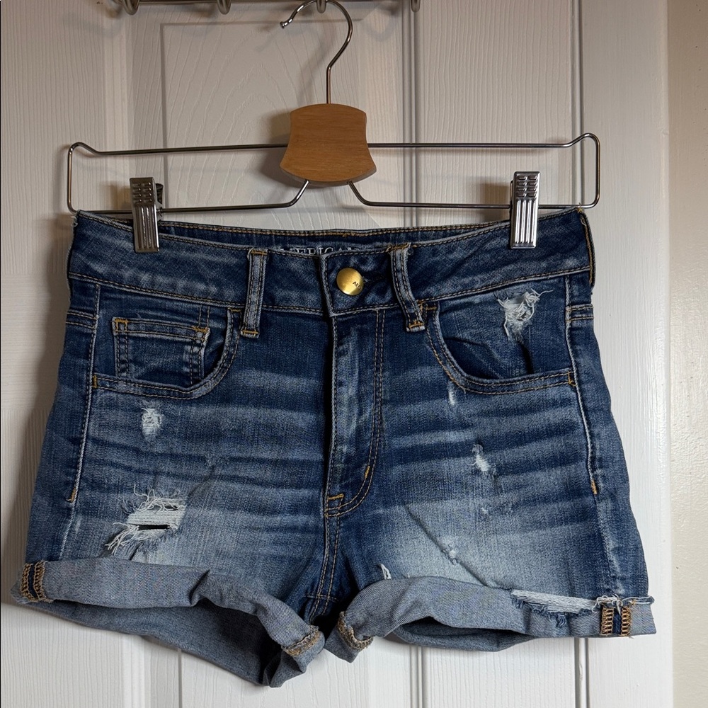 American Eagle Outfitters Distressed High Rise Jean Shorts